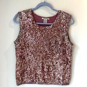 Vintage Rose colored sequins SILK crop top